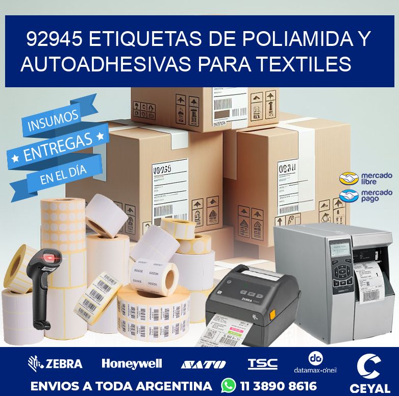 92945 ETIQUETAS DE POLIAMIDA Y AUTOADHESIVAS PARA TEXTILES