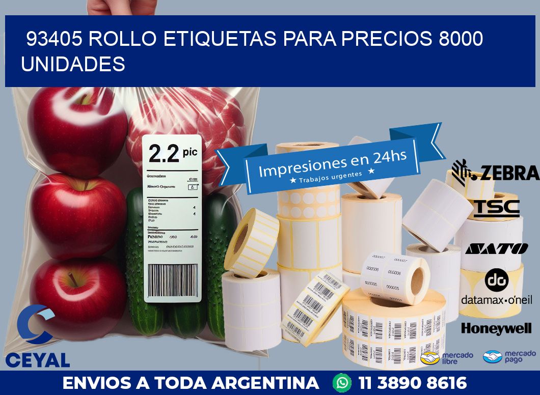 93405 ROLLO ETIQUETAS PARA PRECIOS 8000 UNIDADES