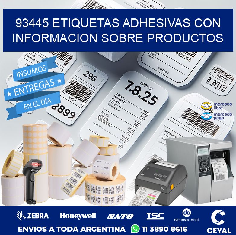 93445 ETIQUETAS ADHESIVAS CON INFORMACION SOBRE PRODUCTOS