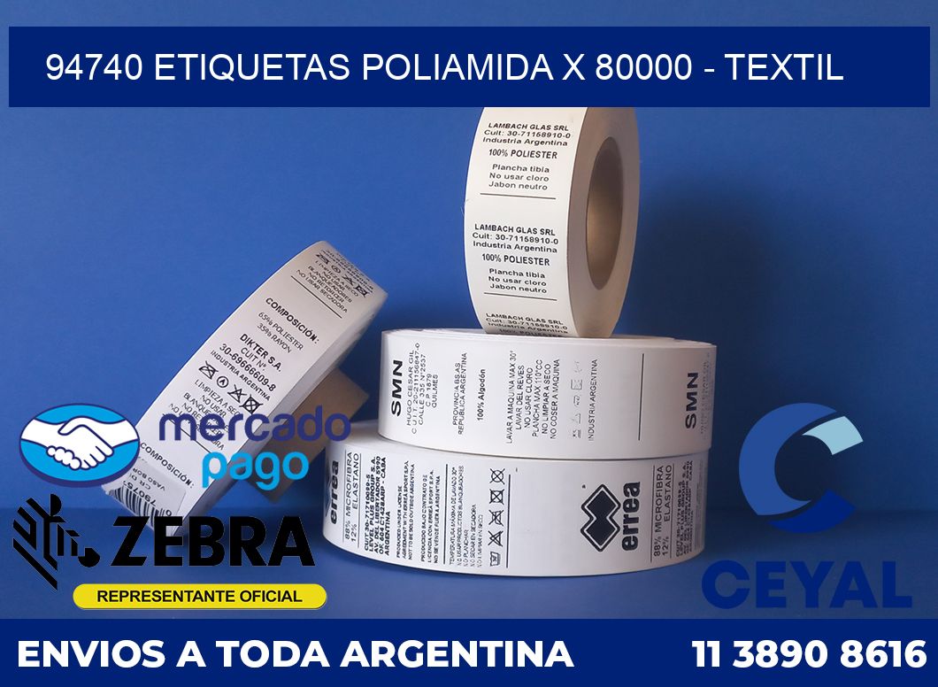 94740 ETIQUETAS POLIAMIDA X 80000 - TEXTIL