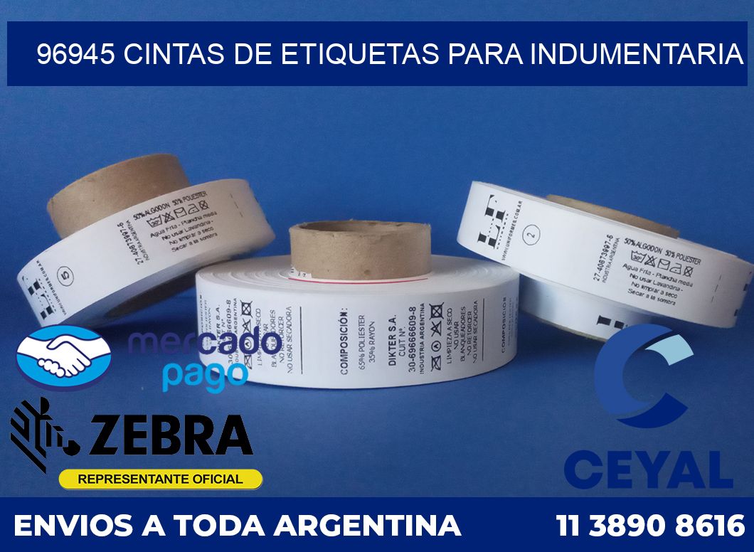 96945 CINTAS DE ETIQUETAS PARA INDUMENTARIA