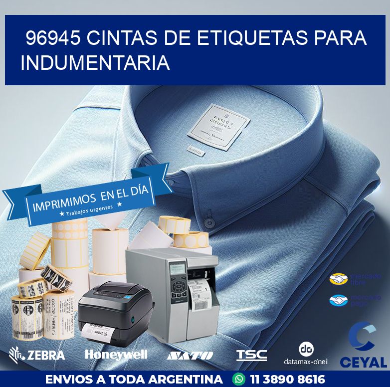 96945 CINTAS DE ETIQUETAS PARA INDUMENTARIA