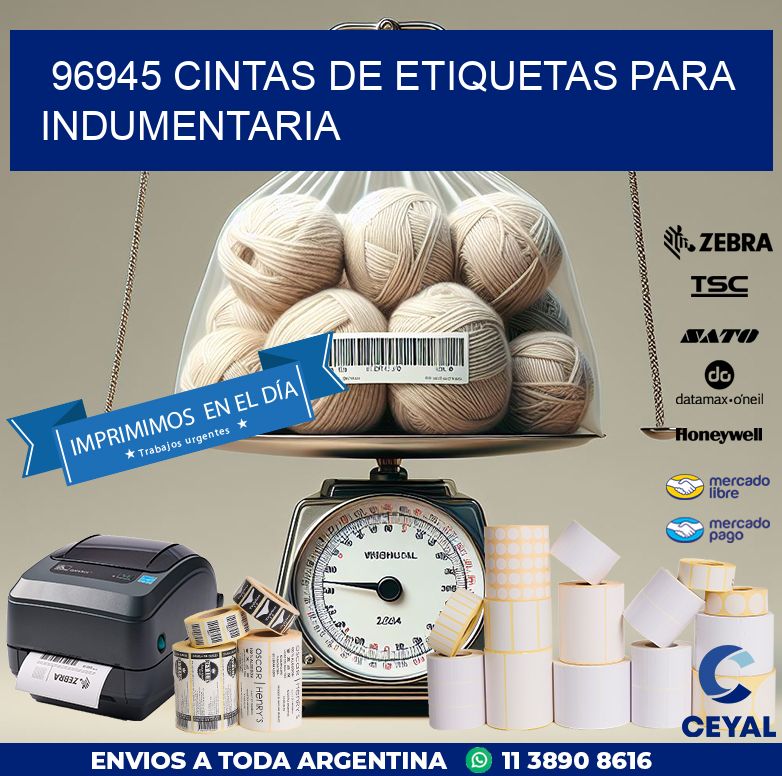 96945 CINTAS DE ETIQUETAS PARA INDUMENTARIA