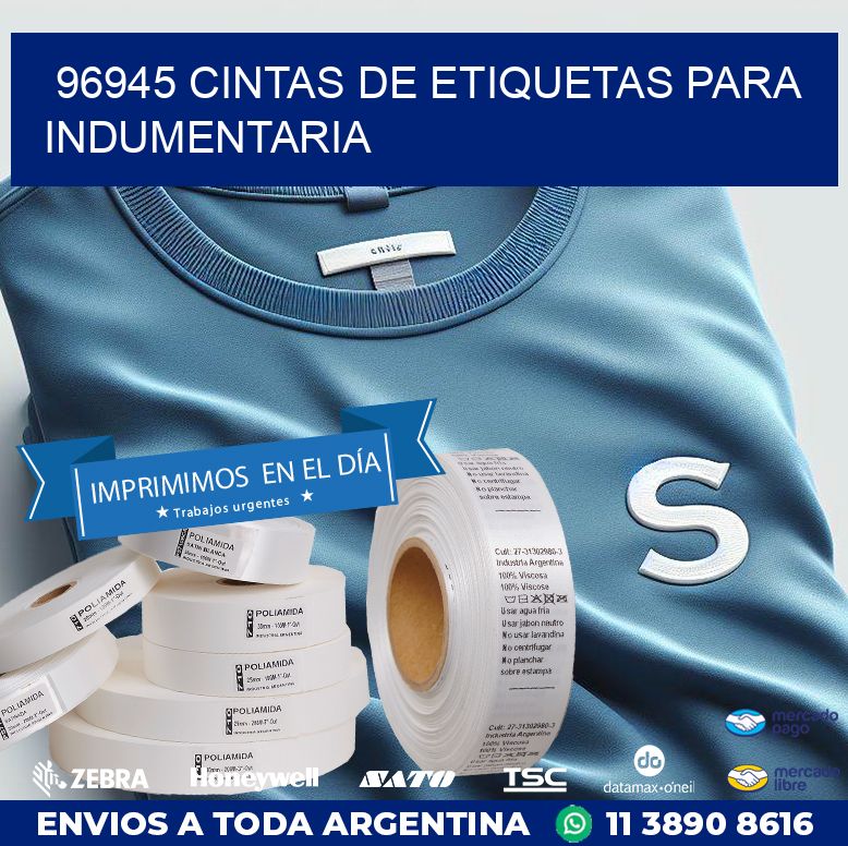 96945 CINTAS DE ETIQUETAS PARA INDUMENTARIA