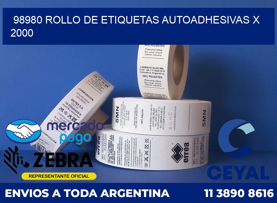 98980 ROLLO DE ETIQUETAS AUTOADHESIVAS X 2000
