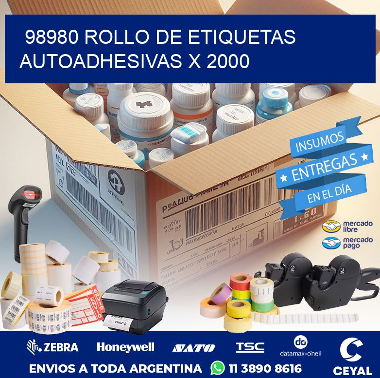 98980 ROLLO DE ETIQUETAS AUTOADHESIVAS X 2000