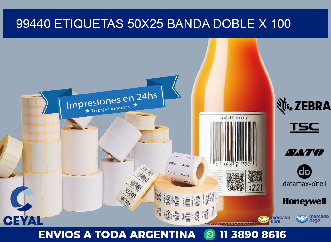 99440 ETIQUETAS 50X25 BANDA DOBLE X 100