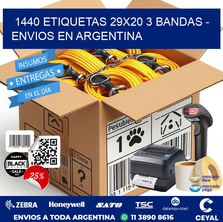 1440 ETIQUETAS 29X20 3 BANDAS - ENVIOS EN ARGENTINA