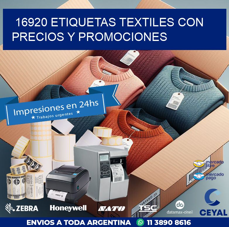 16920 ETIQUETAS TEXTILES CON PRECIOS Y PROMOCIONES