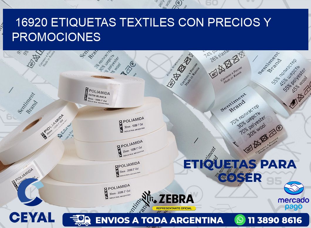 16920 ETIQUETAS TEXTILES CON PRECIOS Y PROMOCIONES