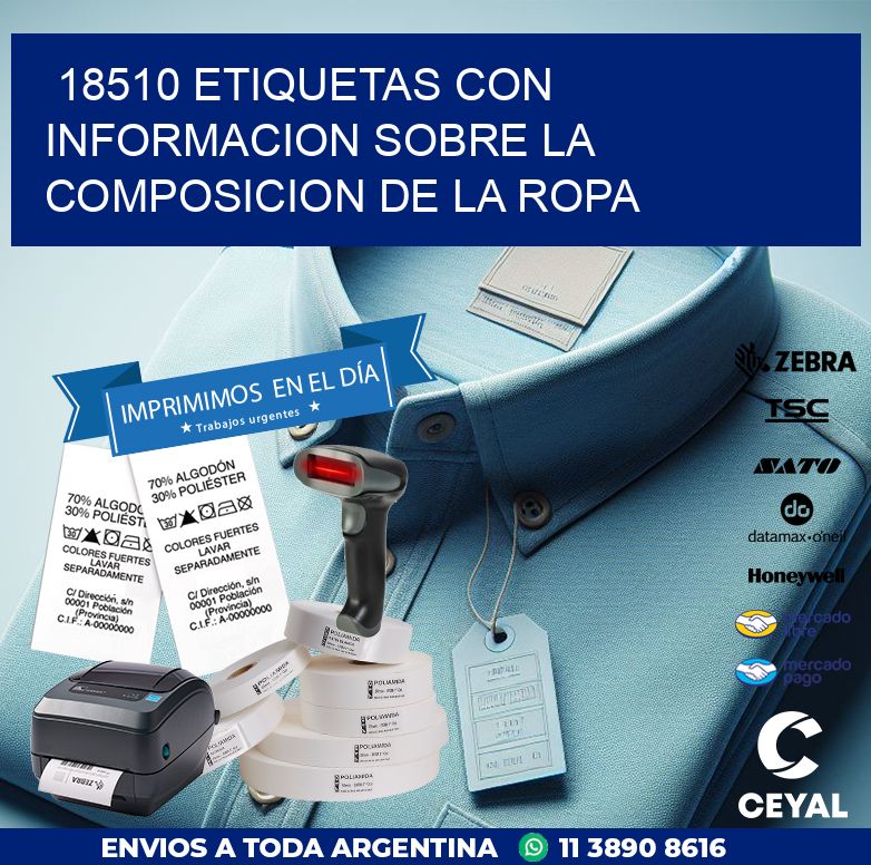 18510 ETIQUETAS CON INFORMACION SOBRE LA COMPOSICION DE LA ROPA