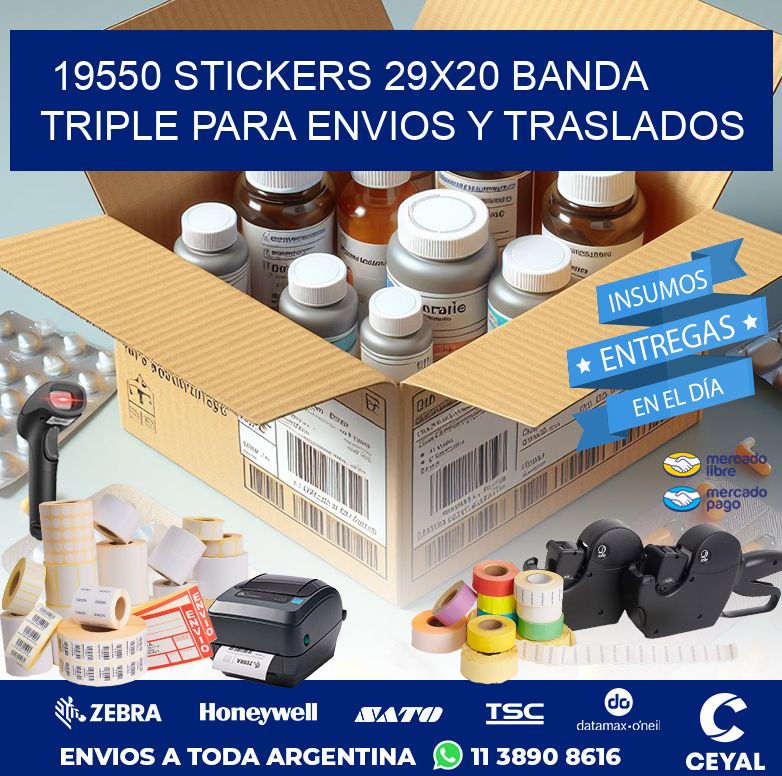 19550 STICKERS 29X20 BANDA TRIPLE PARA ENVIOS Y TRASLADOS