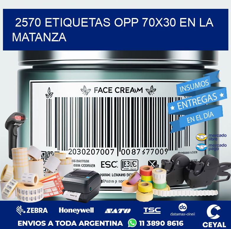 2570 ETIQUETAS OPP 70X30 EN LA MATANZA