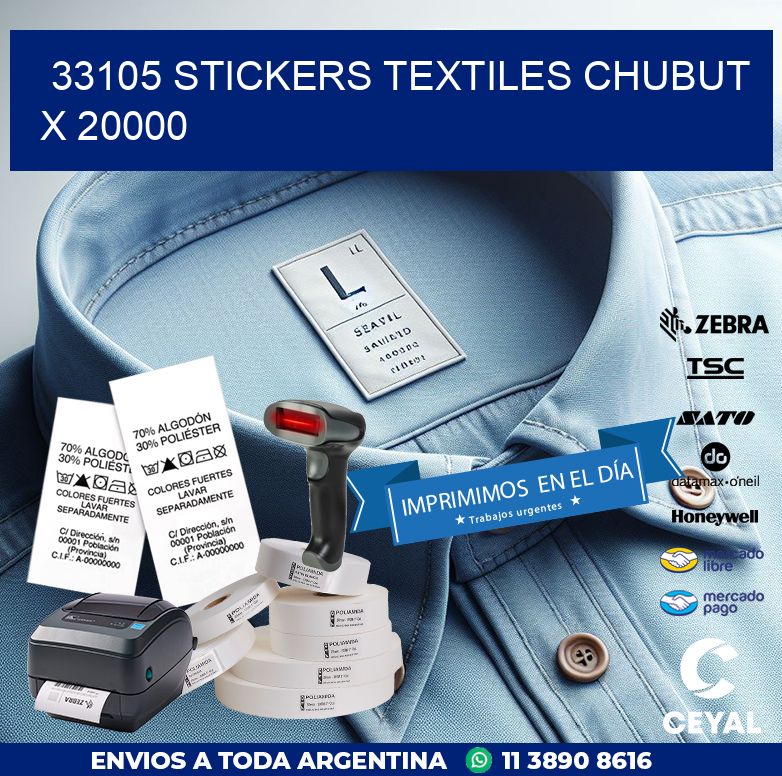 33105 STICKERS TEXTILES CHUBUT X 20000