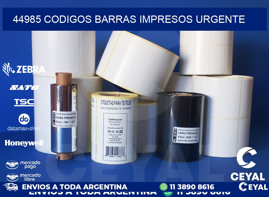 44985 CODIGOS BARRAS IMPRESOS URGENTE