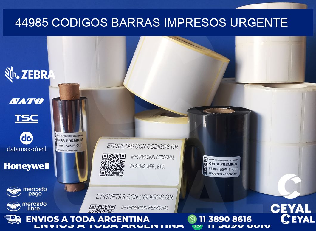44985 CODIGOS BARRAS IMPRESOS URGENTE