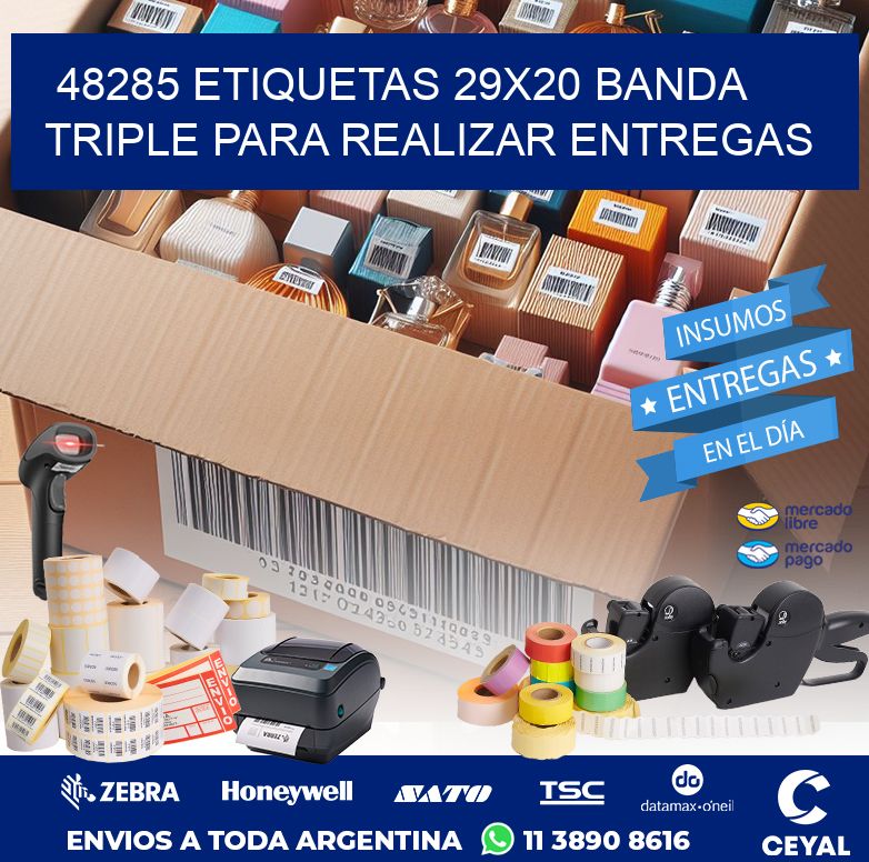 48285 ETIQUETAS 29X20 BANDA TRIPLE PARA REALIZAR ENTREGAS