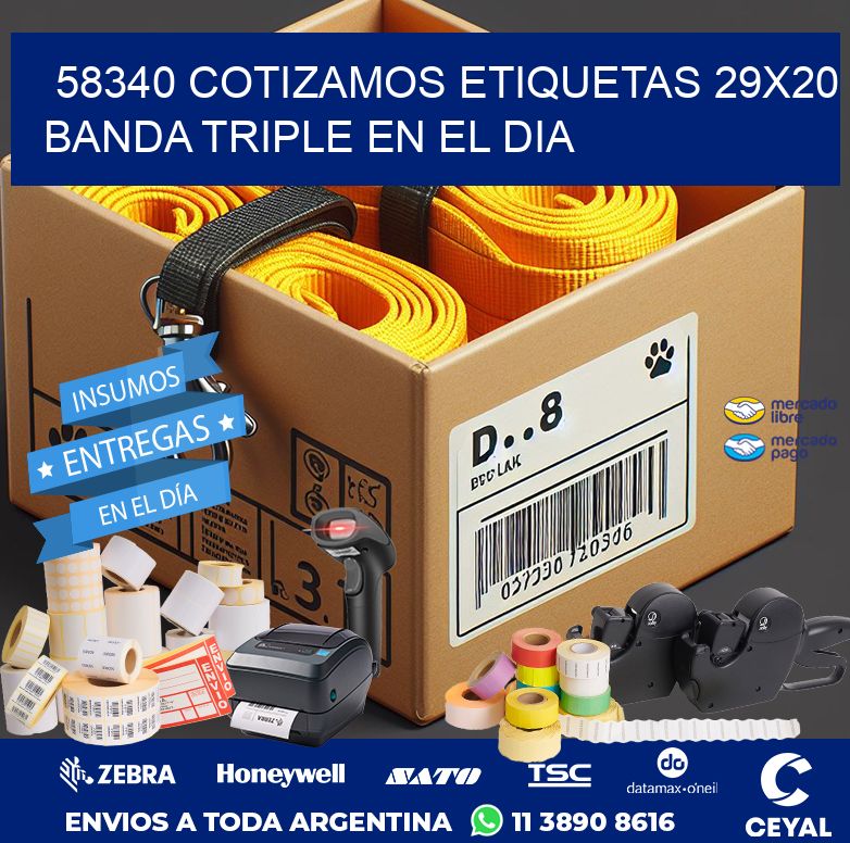 58340 COTIZAMOS ETIQUETAS 29X20 BANDA TRIPLE EN EL DIA