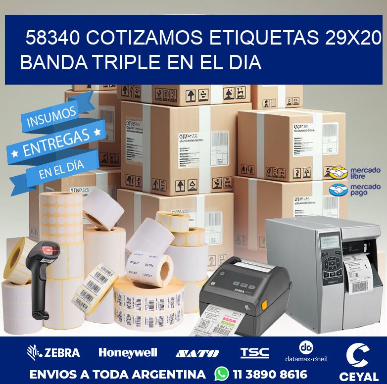 58340 COTIZAMOS ETIQUETAS 29X20 BANDA TRIPLE EN EL DIA