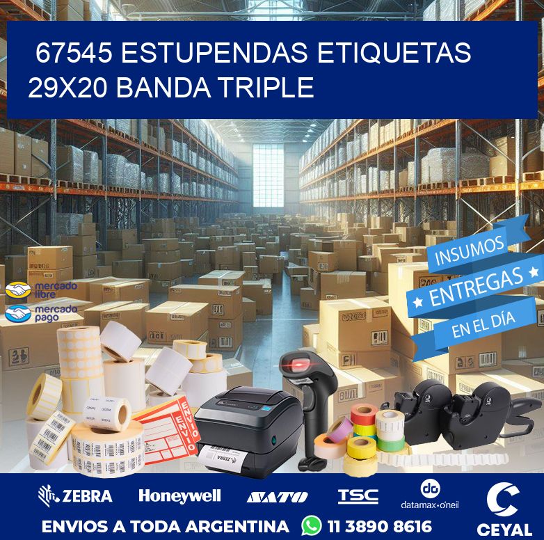 67545 ESTUPENDAS ETIQUETAS 29X20 BANDA TRIPLE