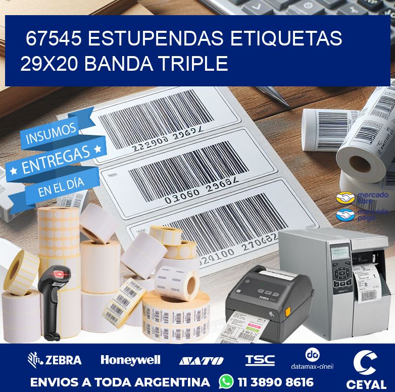 67545 ESTUPENDAS ETIQUETAS 29X20 BANDA TRIPLE