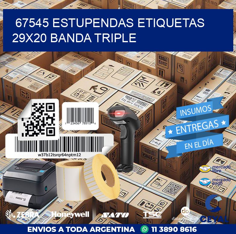 67545 ESTUPENDAS ETIQUETAS 29X20 BANDA TRIPLE