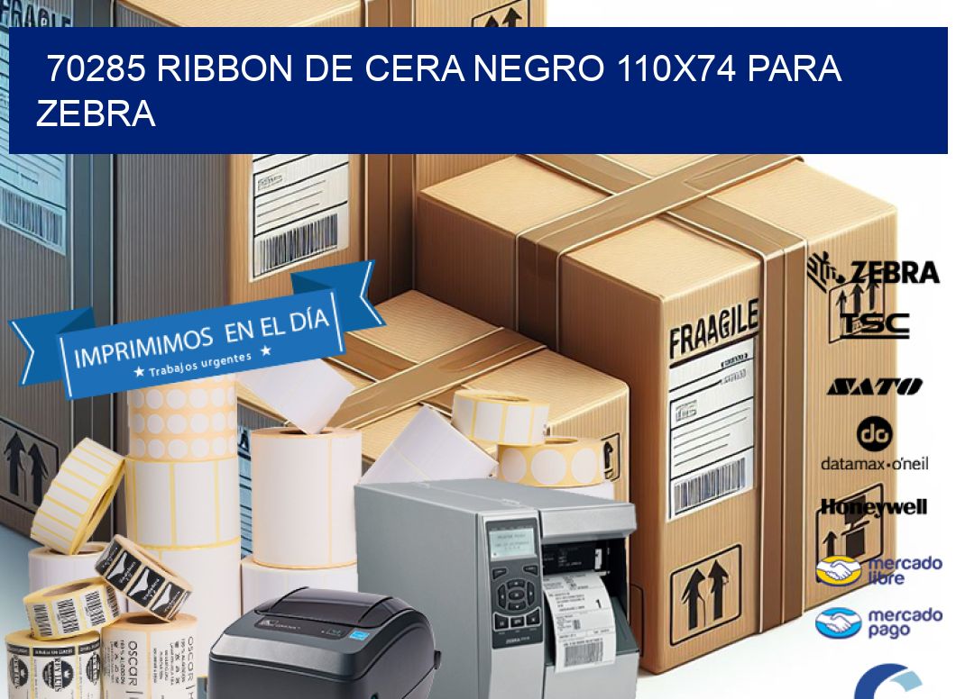 70285 RIBBON DE CERA NEGRO 110X74 PARA ZEBRA