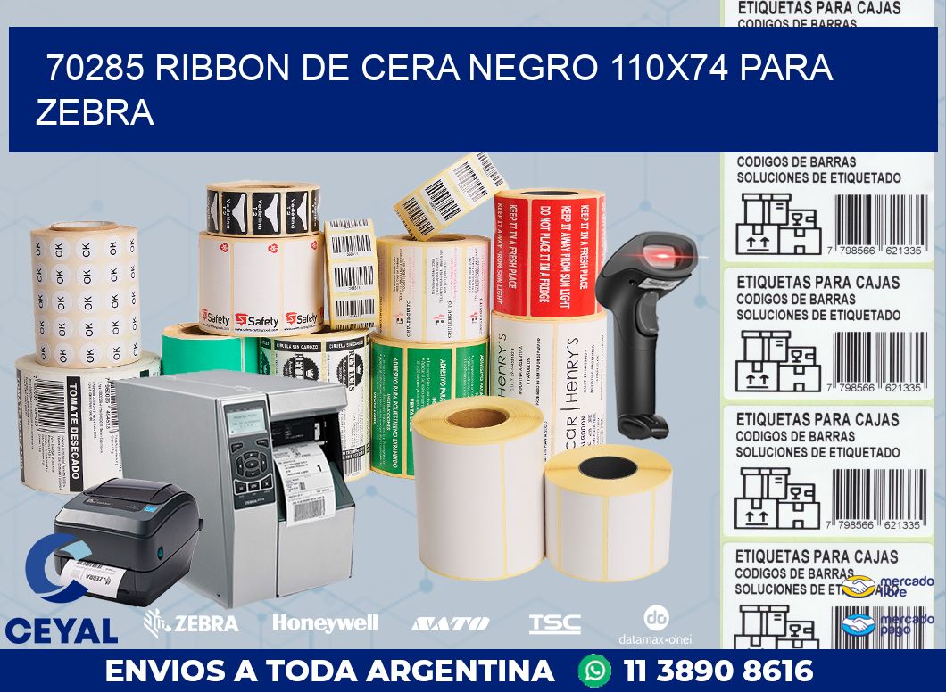 70285 RIBBON DE CERA NEGRO 110X74 PARA ZEBRA
