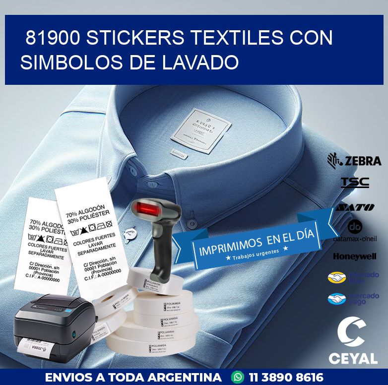 81900 STICKERS TEXTILES CON SIMBOLOS DE LAVADO