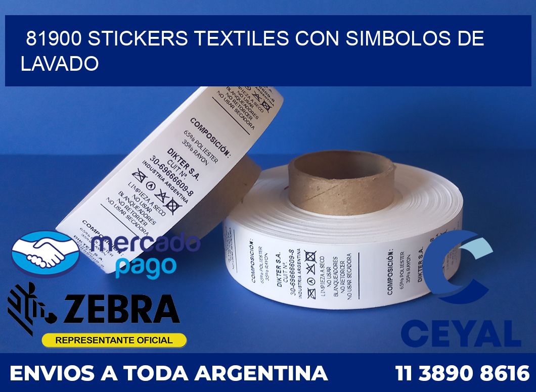 81900 STICKERS TEXTILES CON SIMBOLOS DE LAVADO