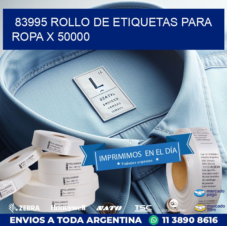 83995 ROLLO DE ETIQUETAS PARA ROPA X 50000