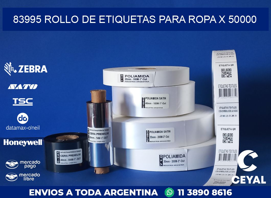 83995 ROLLO DE ETIQUETAS PARA ROPA X 50000