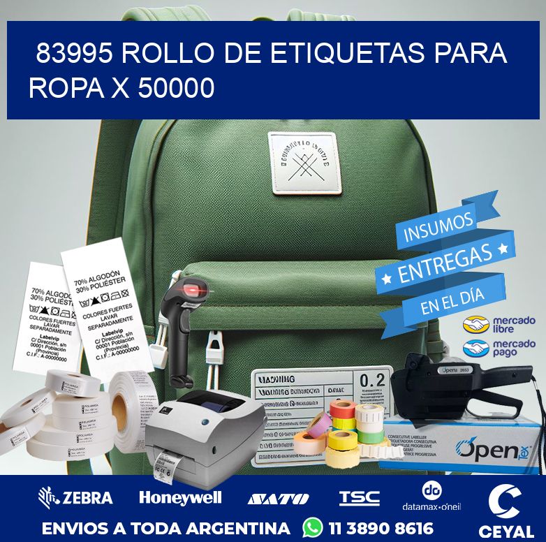 83995 ROLLO DE ETIQUETAS PARA ROPA X 50000