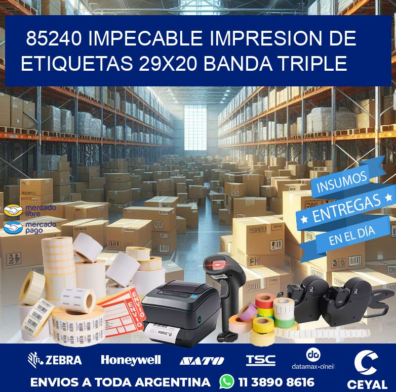 85240 IMPECABLE IMPRESION DE ETIQUETAS 29X20 BANDA TRIPLE