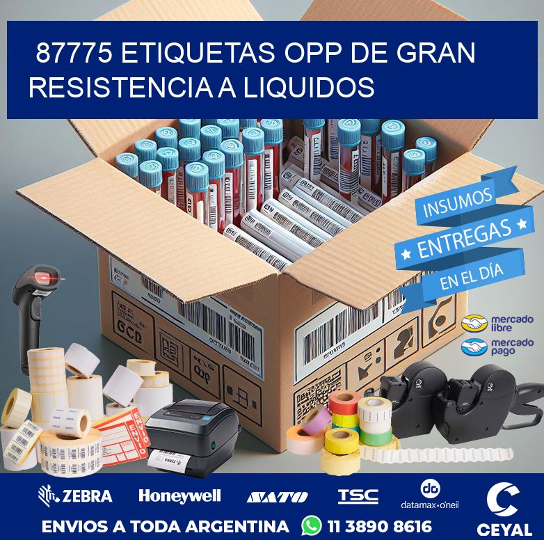 87775 ETIQUETAS OPP DE GRAN RESISTENCIA A LIQUIDOS