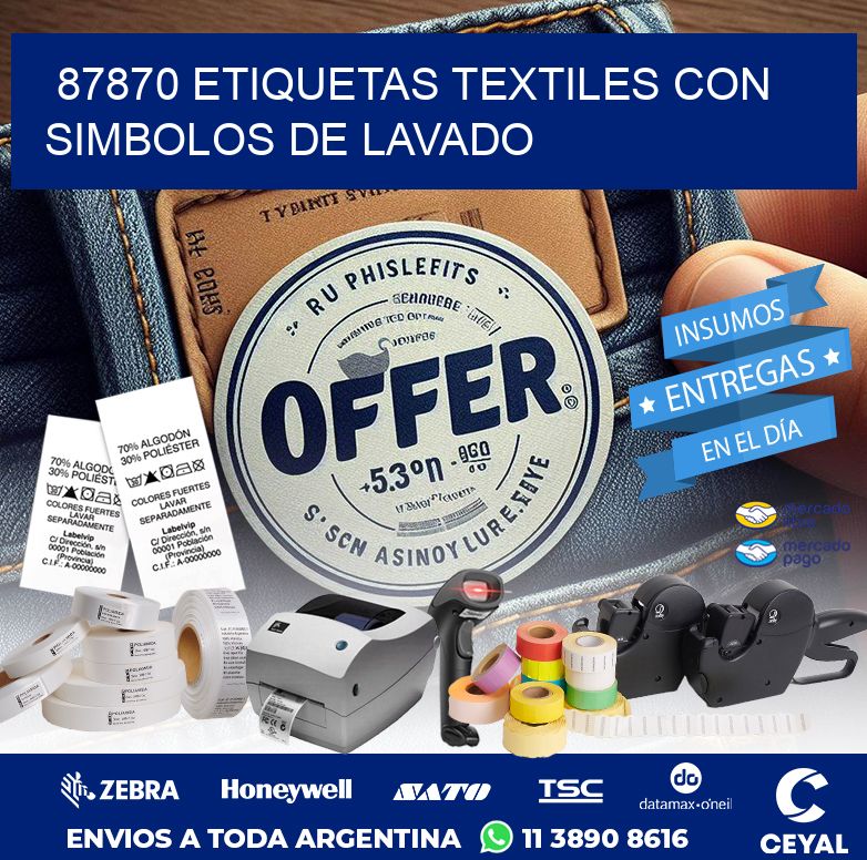 87870 ETIQUETAS TEXTILES CON SIMBOLOS DE LAVADO