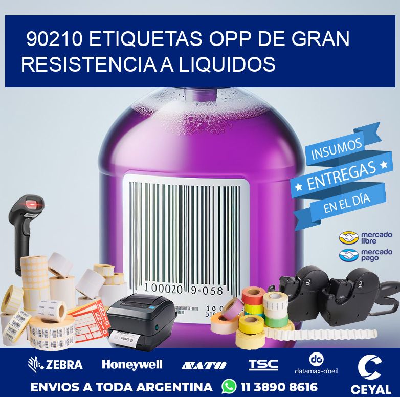 90210 ETIQUETAS OPP DE GRAN RESISTENCIA A LIQUIDOS