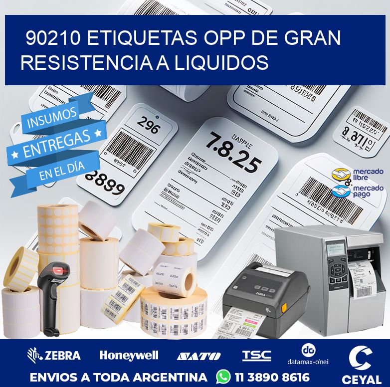 90210 ETIQUETAS OPP DE GRAN RESISTENCIA A LIQUIDOS