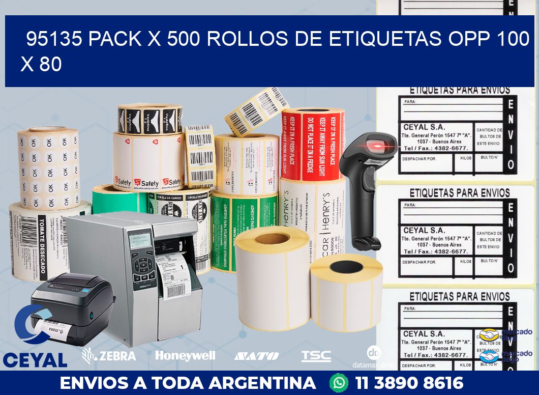 95135 PACK X 500 ROLLOS DE ETIQUETAS OPP 100 X 80