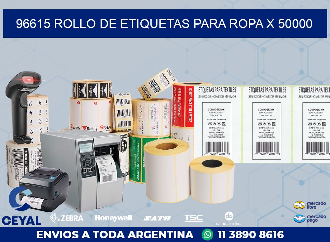 96615 ROLLO DE ETIQUETAS PARA ROPA X 50000