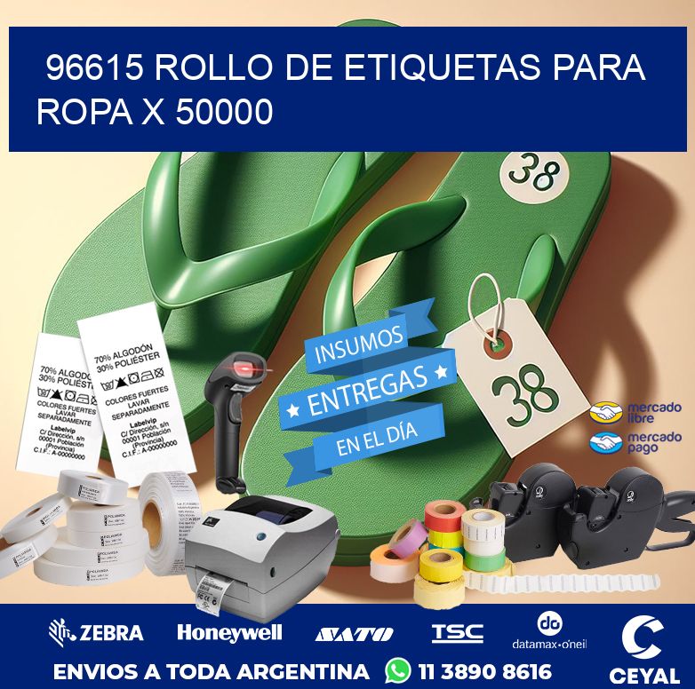 96615 ROLLO DE ETIQUETAS PARA ROPA X 50000