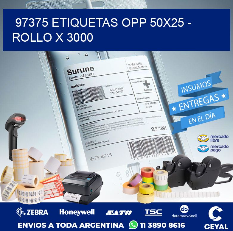 97375 ETIQUETAS OPP 50X25 - ROLLO X 3000