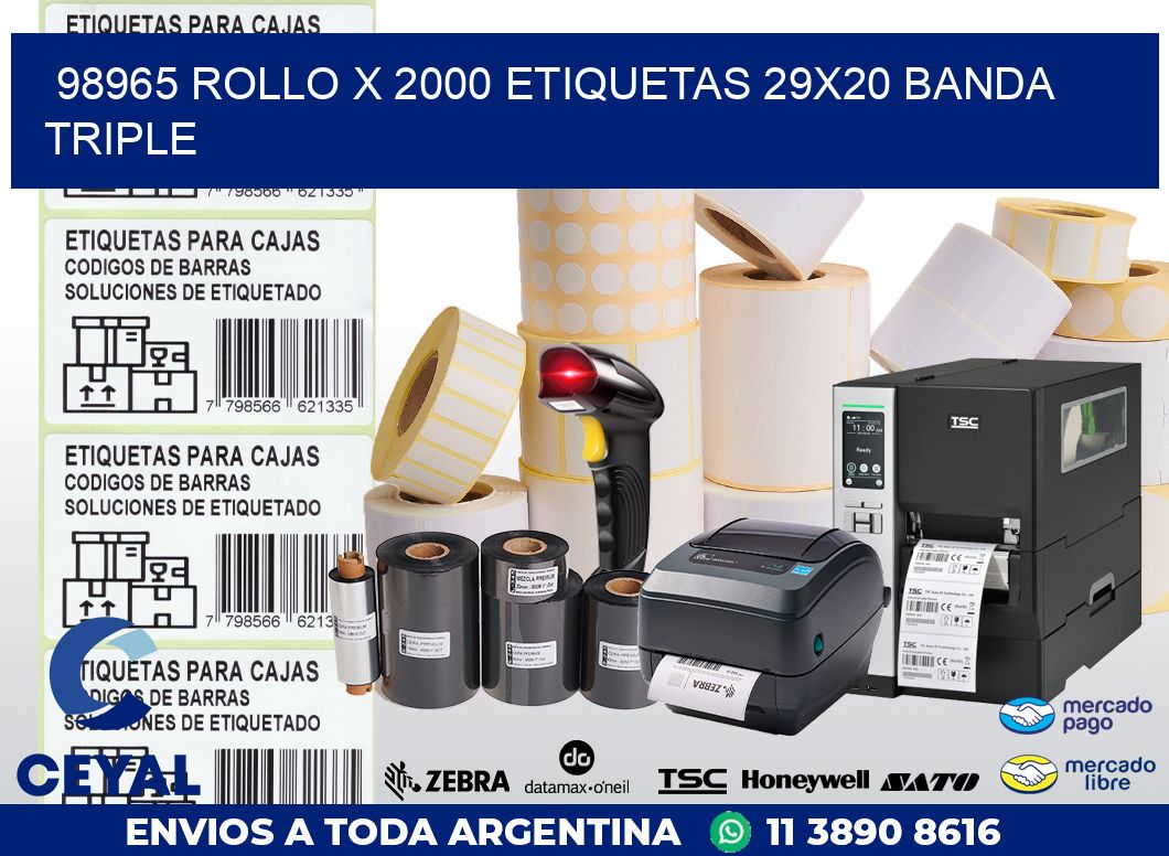 98965 ROLLO X 2000 ETIQUETAS 29X20 BANDA TRIPLE