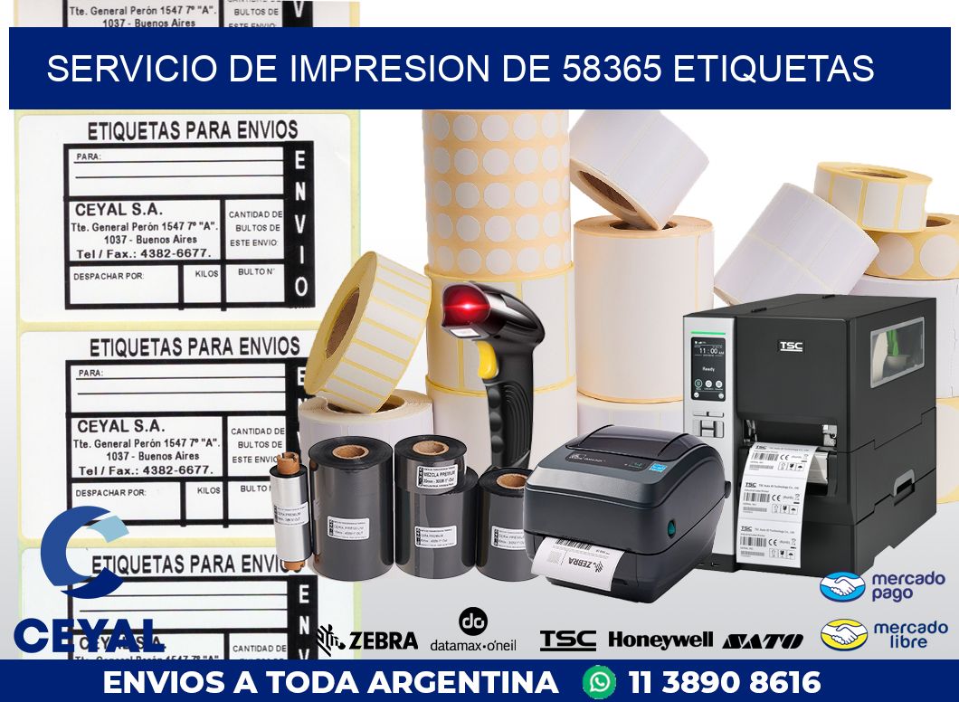 SERVICIO DE IMPRESION DE 58365 ETIQUETAS