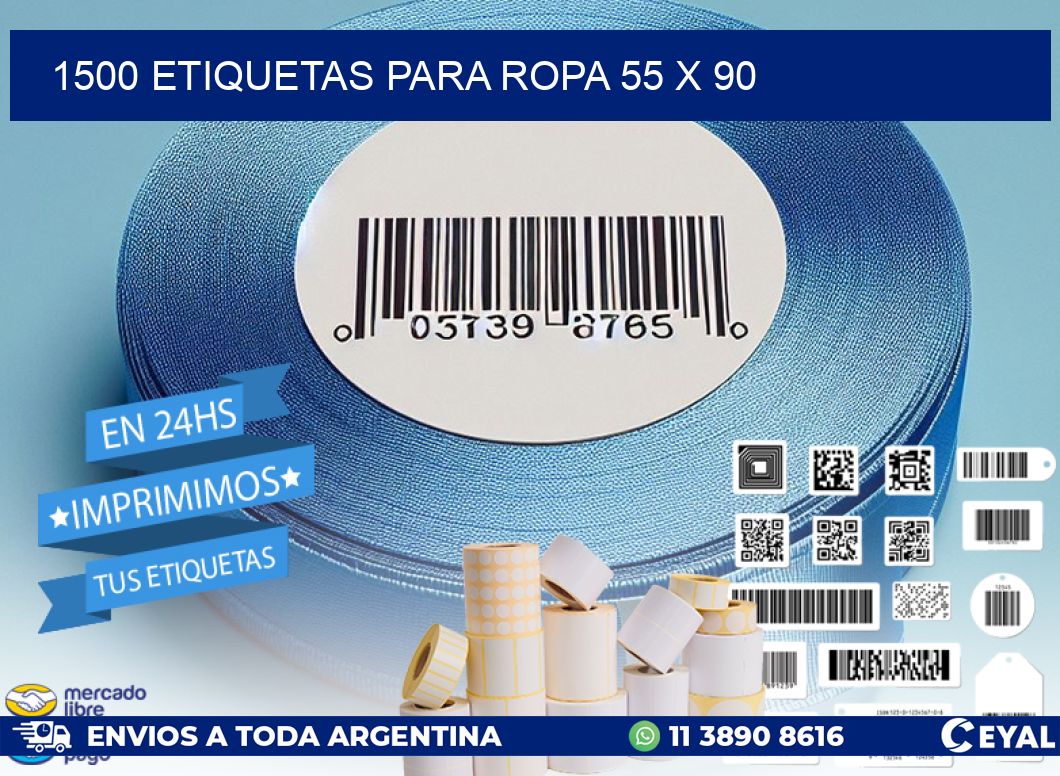 1500 ETIQUETAS PARA ROPA 55 x 90