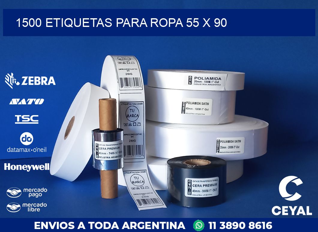 1500 ETIQUETAS PARA ROPA 55 x 90