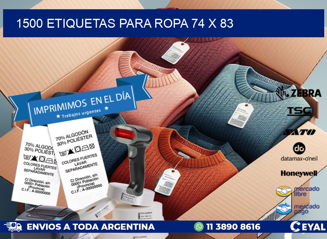 1500 ETIQUETAS PARA ROPA 74 x 83
