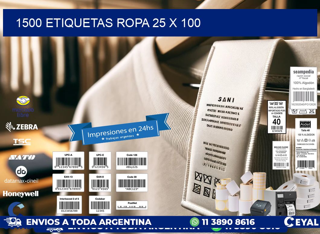 1500 ETIQUETAS ROPA 25 x 100