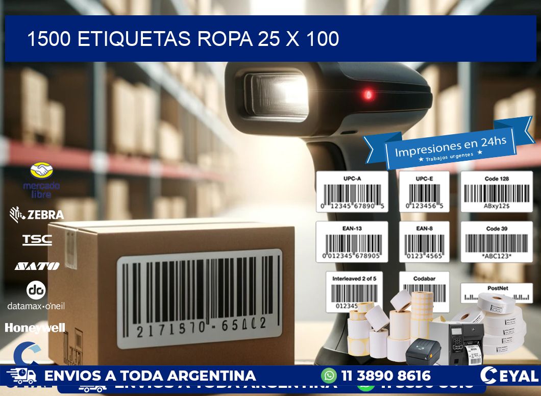 1500 ETIQUETAS ROPA 25 x 100