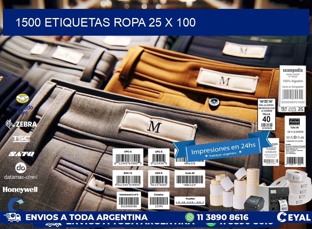 1500 ETIQUETAS ROPA 25 x 100